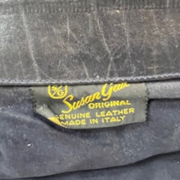 VTG Susan Gail Original Leather Rectangular Clutch Shoulder Purse Navy Italy - Picture 12 of 12